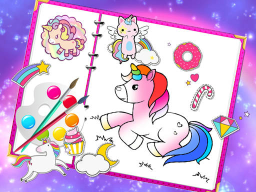 Play Fabulous Cute Unicorn Coloring Book