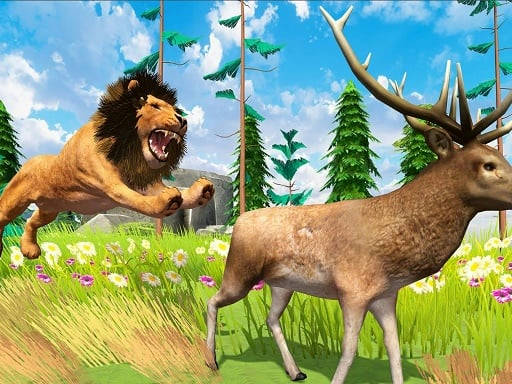 Play Realistic Lion Hunting Animal 2024