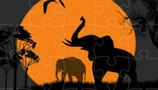 Elephant Silhouette Jigsaw